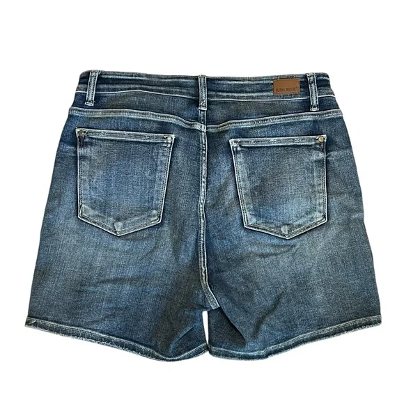 Judy Blue Women’s Sz 1X Distressed High Rise Denim Shorts Dark Wash Stretch - Picture 5 of 13